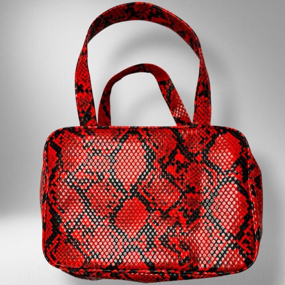 Ipsy x Bailey Sarian Red & Black Faux Snakeskin Cosmetic Bag